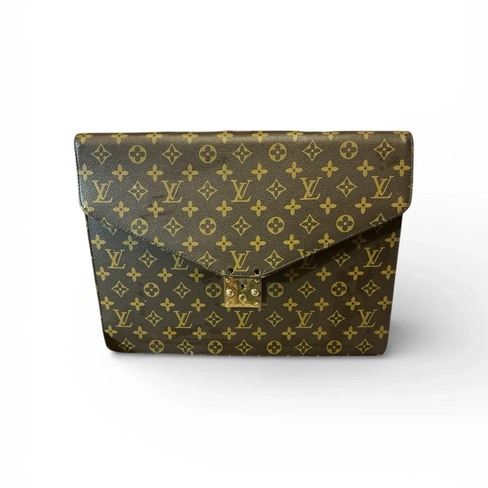 Louis Vuitton Monogram Serviette Fermoir Vintage Envelope Briefcase S-Lock